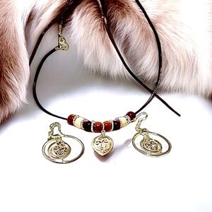 Elegant Gold and Brown Jewelry Set